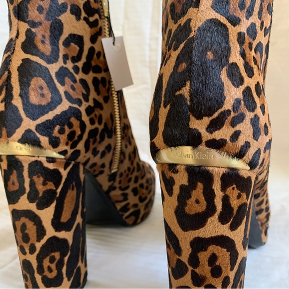 Calvin Klein MARTHA WINTER LEOPARD Calf Hair Platform Booties 8.5 M NWT - Picture 15 of 16